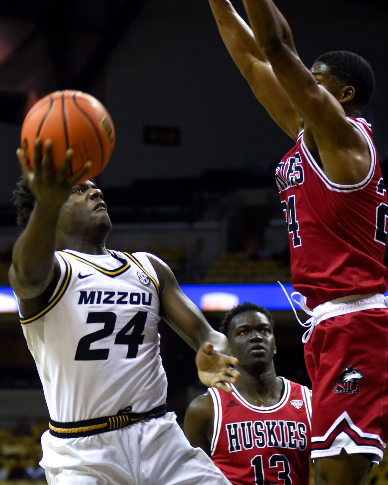 Kobe Brown lays the ball up